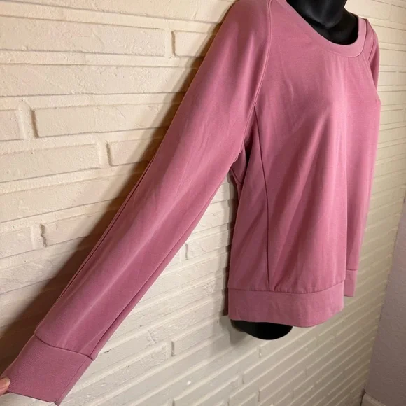 Athleta Pink Seasoft Scoop Neck Athletic Sweatshirt, Women’s Size Medium - Picture 3 of 8
